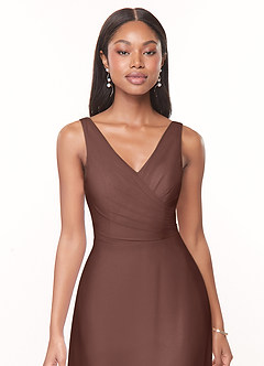 Azazie Nala Bridesmaid Dresses Espresso A-Line Pleated Chiffon Dress image4
