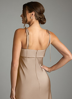 Azazie Ellia Brudtärnklänningar Klä av Tubklänning i Stretch Satin Rosett Taupe image6