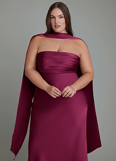 Azazie Saylor Bridesmaid Dresses Red Plum Mermaid Strapless Stretch Satin Dress image18