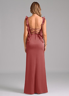 Azazie Jessamine Bridesmaid Dresses Antique Rose Sheath Corset Stretch Satin Dress image6