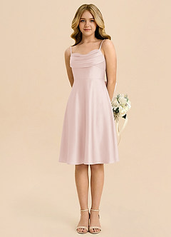 Azazie Bear Vestido de Rosa Rubor de Satén Elástico de Corte en A con Escote de Corazón image5