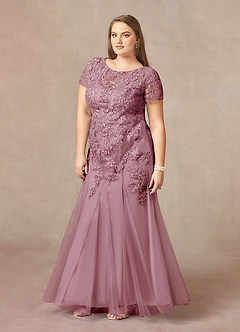 Azazie Laurie Mother of the Bride Dresses Vintage Mauve Mermaid Scoop Sequins Tulle Dress image9