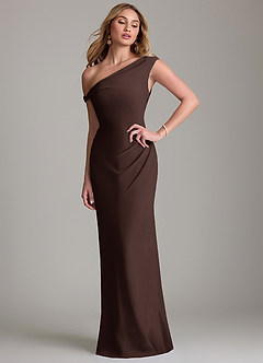 Azazie Emerson Jurken voor bruidsmeisjes Jurk van Chiffon met Kolom Off the Shoulder Ganache image1