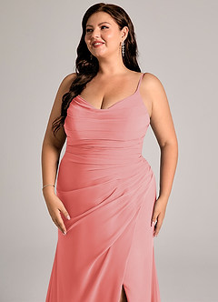 Azazie Deandra Bridesmaid Dresses Coral Mermaid Pleated Chiffon Dress image12