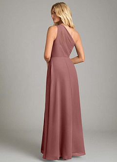 Azazie Phaedra Bridesmaid Dresses Desert Rose A-Line One Shoulder Chiffon Dress image2