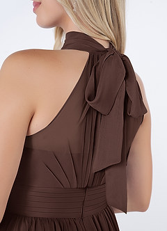 Azazie Iman Brautjungfernkleider A-Linie A-Linie Gerüscht Chiffon Kleid Ganache image7