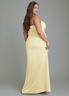 Azazie Calandra Brautjungfernkleider Etui Plissee Stretch-Satin Kleid Zitronensorbet image12