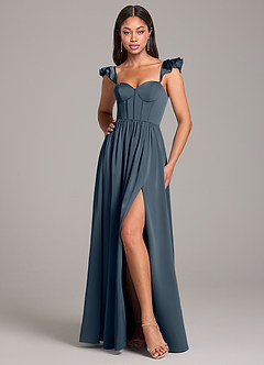 Azazie Denisse Brautjungfernkleider A-Linie Gestreift Stretch-Satin Kleid Zwielichtviolett image5