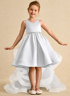Azazie Julietta Flower Girl Dresses White Ball-Gown Convertible Tulle Dress image2