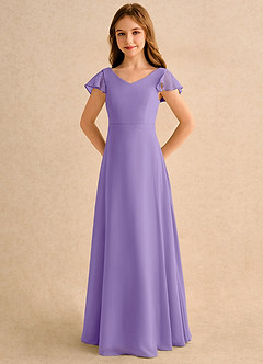 Azazie Nari Girls Formal Flower Girl Dresses Tahiti A-Line with Sleeves Chiffon Dress image6