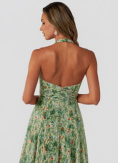 Azazie Tessie Bridesmaid Dresses Meadow Bloom A-Line V-Neck Pleated Chiffon Dress image4