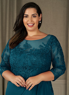 Azazie Calanthe Abiti per la Madre della Sposa Abito A-Line in Chiffon con Scollo a U Blu Inchiostro image8