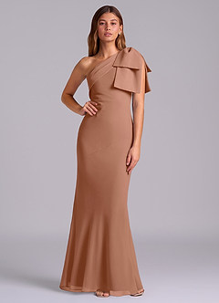 Azazie Yuanna Bridesmaid Dresses Bronzer Mermaid One Shoulder Chiffon Dress image1