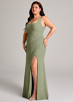 Azazie Mero Bridesmaid Dresses Pistachio Sheath Pleated Chiffon Dress image12
