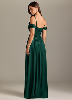 Azazie Calianna Bridesmaid Dresses Emerald A-Line Off the Shoulder Stretch Satin Convertible Dress image10