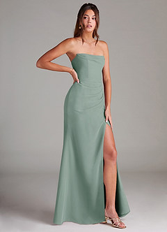 Azazie Leonis Bridesmaid Dresses Silver Sage Sheath Strapless Chiffon Convertible Dress image3