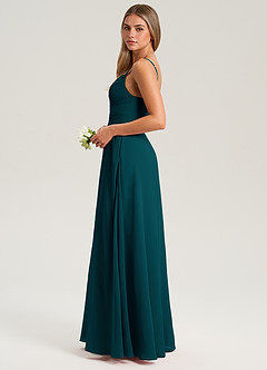 Azazie Terese Bridesmaid Dresses Pine A-Line Pleated Chiffon Dress image4