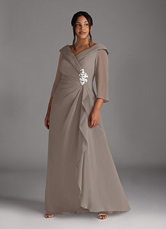 Azazie Jaycee Mother of the Bride Dresses Taupe A-Line Chiffon Dress image7