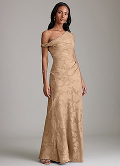 Azazie Emerson 신부 들러리 드레스 인어 오프 더 숄더 플로럴 번아웃 바닥 길이 드레스 image4