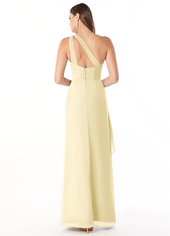 Azazie Maive Bridesmaid Dresses Lemon Sorbet Sheath Pleated Ruffle Chiffon Dress image2