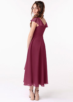 Azazie Posie Junior Mulberry A-Line Ruched Chiffon Dress image2