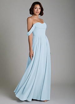 Azazie Loisa Abiti da Damigella Abito Convertibile A-Line in Chiffon Corsetto Azzurro image6