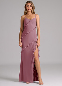 Azazie Nancie Bridesmaid Dresses Vintage Mauve Mermaid Ruched Chiffon Dress image1