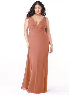 Azazie Christiana Bridesmaid Dresses MAI TAI A-Line V-Neck Pleated Chiffon Dress image9