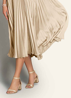 front 매칭 컬러 매트 새틴 블록 힐 샌들 & 엔벨로프 클러치 세트