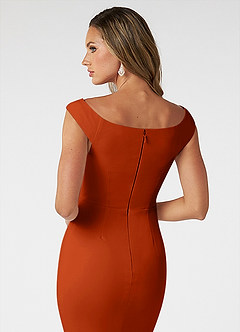 Azazie Nicolina Bridesmaid Dresses Paprika Mermaid Square Neckline Stretch Crepe Dress image4
