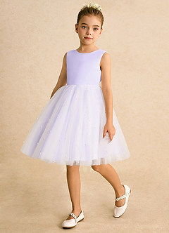 Azazie Esme Abiti da Ragazza di Fiori Abito Principessa in Tulle Fiocco Lilla image5