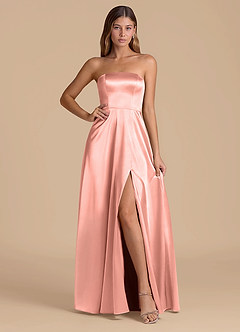 Azazie Wren Abiti da Damigella Abito A-Line in Raso Metallizzato Senza Cinturino Rosetta image1