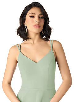 Azazie Janine Bridesmaid Dresses Dusty Sage A-Line V-Neck Chiffon Dress image3