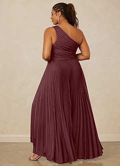Christian Siriano Bridal for Azazie 1008 Bridesmaid Dresses Sangria A-Line One Shoulder Stretch Satin Dress image14