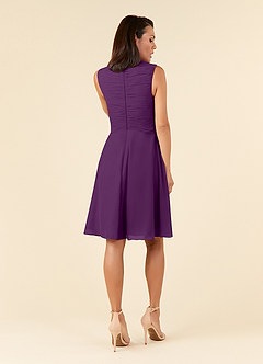 Azazie Theron Mother of the Bride Dresses Grape A-Line V-Neck Pleated Chiffon Dress image2