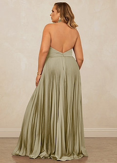 Christian Siriano Bridal for Azazie 1007 Bridesmaid Dresses Moss Green A-Line Pleated Stretch Satin Dress image11