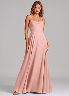 Azazie Elle Bridesmaid Dresses Rosette A-Line Pleated Chiffon Dress image3