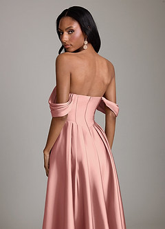 Azazie Loisa Abiti da Damigella Abito A-Line in Raso Elasticizzato a Spalla Scoperta Rosetta image4