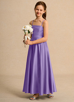 Azazie Pebbles Junior Formal Flower Girl Klänningar Klä A-Line i Matt satäng Plisserad image6