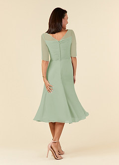 Azazie Naomi Mother of the Bride Dresses Dusty Sage A-Line Boatneck Pleated Chiffon Dress image2