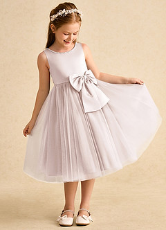 Azazie Twinsie Final Sale Rose Petal A-Line Bow Tulle Dress image5