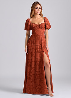 Azazie Mirian Suknie dla druhen Linia A Dekolt w kształcie serca Kwiatowe wypalenie Do ziemi Sukienka image1