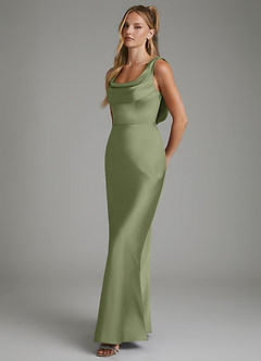 Azazie Elena Bridesmaid Dresses Garden Sage Mermaid Pleated Stretch Satin Dress image5