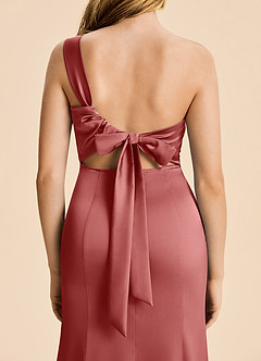 Azazie Ren Junior Robe Trapèze en Satin extensible Plissé Antique Rose image6
