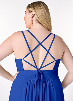 Azazie Farren Bridesmaid Dresses Royal Blue A-Line Pleated Chiffon Convertible Dress image15