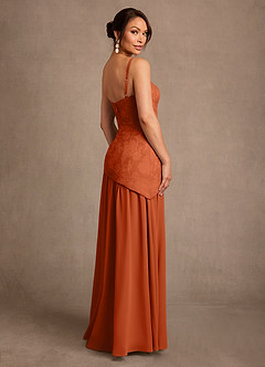 Azazie Flossie Abiti per la Madre della Sposa Abito A-Line in Chiffon Plissettato Arancia Bruciata image5