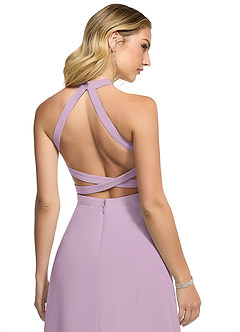 Azazie Clarice Bridesmaid Dresses Wisteria A-Line Halter Chiffon Dress image5