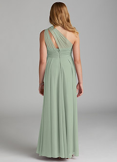 Azazie Charlize Junior Dusty Sage A-Line Mesh Dress image2