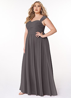 Azazie Zapheira Bridesmaid Dresses Steel Grey A-Line Ruched Chiffon Dress image7