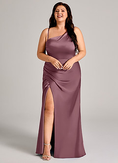 Azazie Madelyn Robes de demoiselle d'honneur Robe Sirène Convertible en Satin extensible Asymétrique Améthyste image14